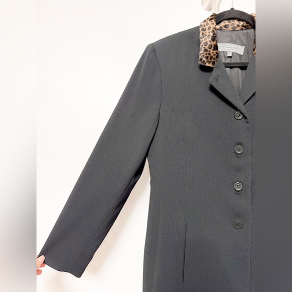 Vintage Alex Garfield Blazer with Leopard Faux Fur Trim Collar Black 10 - Picture 5 of 8